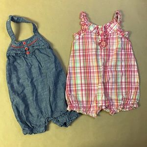 Gymboree and Crazy 8 rompers in 3-6 months size